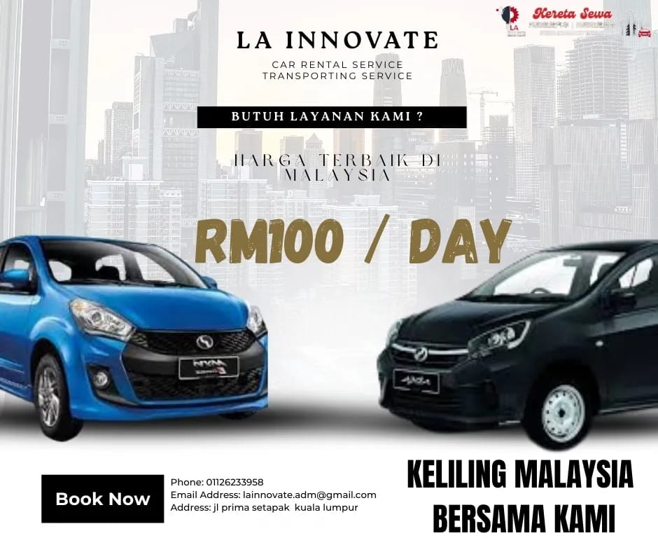 LA INNOVATE car rental — Perodua Myvi and Axia available from RM100 a day
